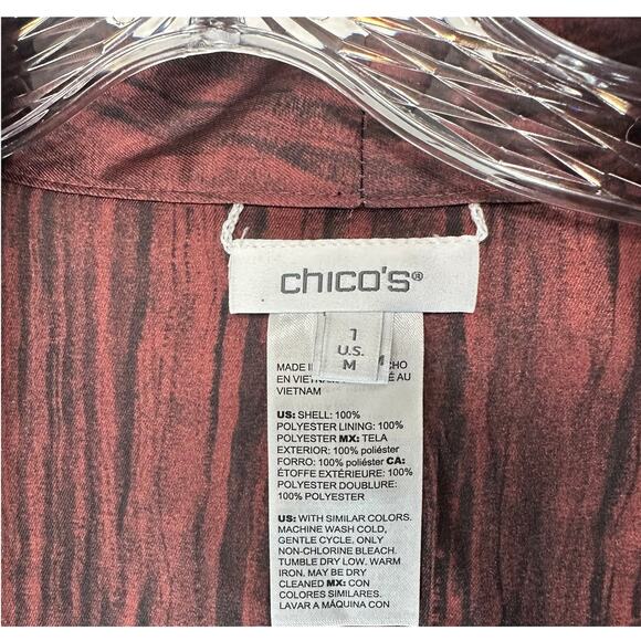 Chico's Brown Black Artsy Satin Boho Bohemian Open Kimono Long Duster Medium - Picture 3 of 11